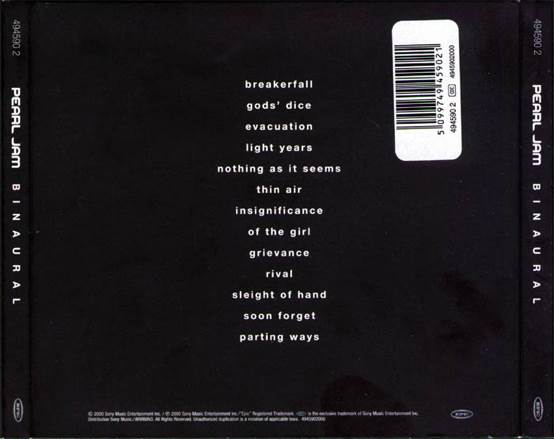Binaural - Pearl Jam (CD - 49) music collectible [Barcode 074646366523] - Main Image 2