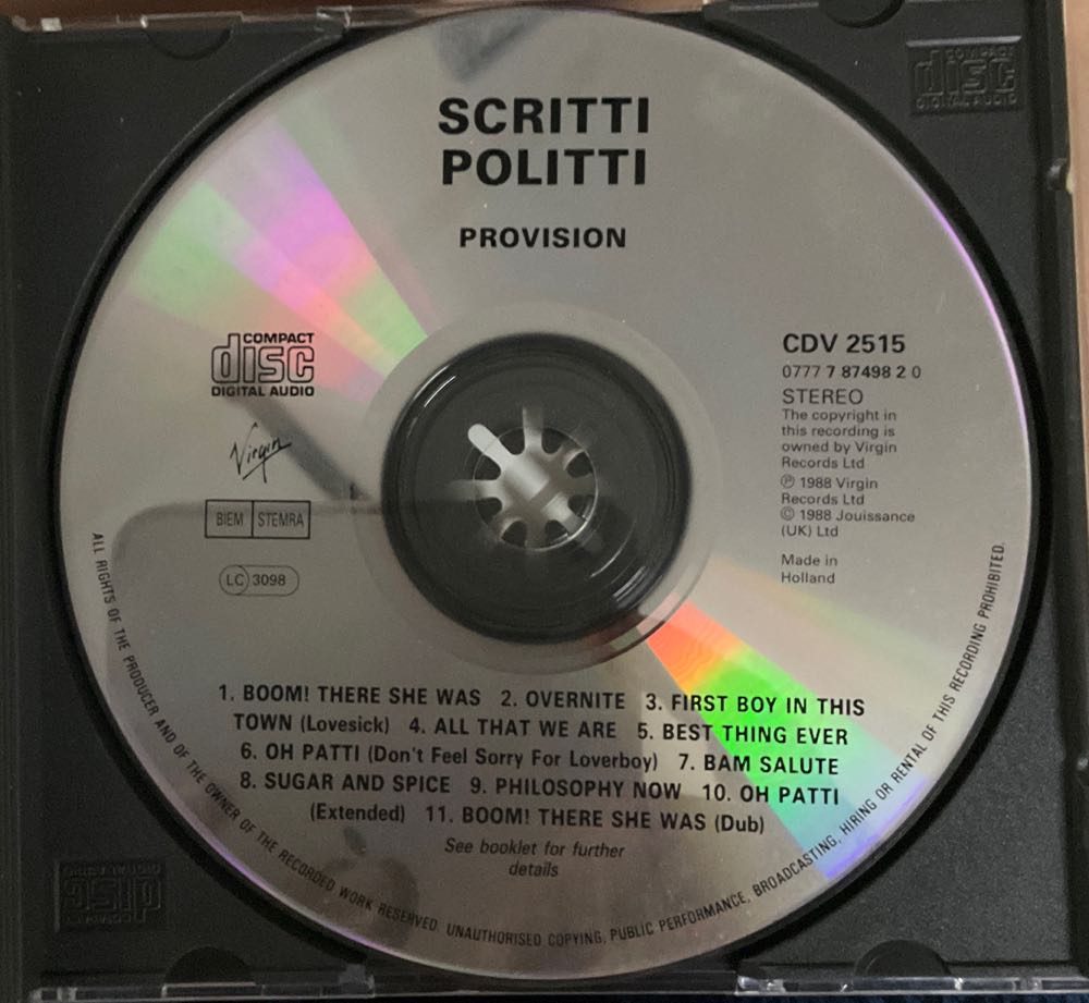 Provision - Scritti Politti (CD) music collectible [Barcode 077778749820] - Main Image 3