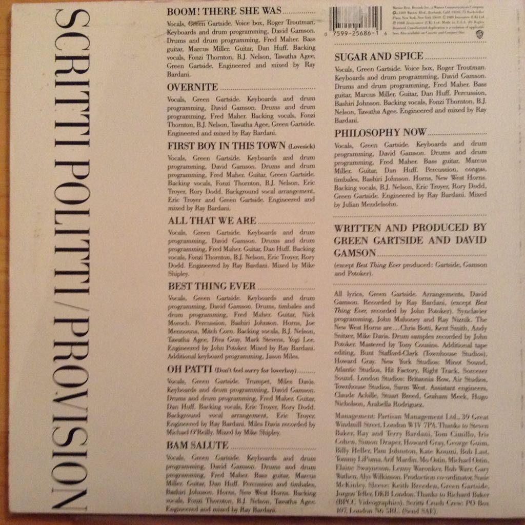 Provision - Scritti Politti (12”) music collectible - Main Image 2