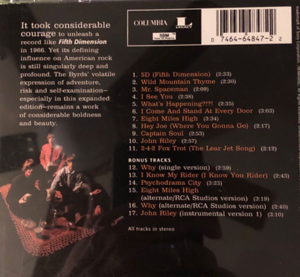 Fifth Dimension-Remastered - Byrds, The (CD) music collectible [Barcode 074646484722] - Main Image 2