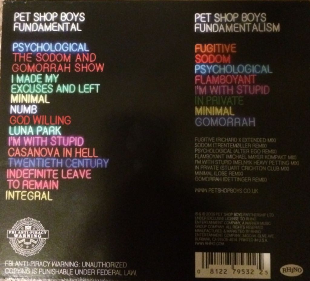 Fundamental - Pet Shop Boys (CD) music collectible [Barcode 081227953225] - Main Image 2