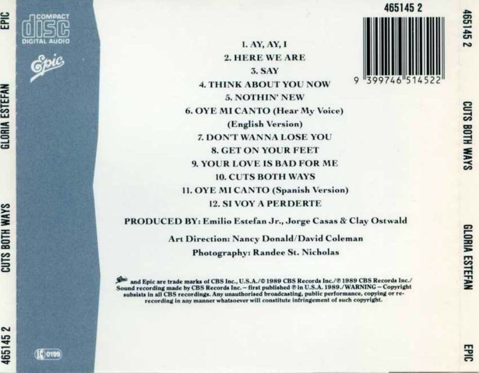 Gloria Estefan - Cuts Both Ways - Estefan, Gloria (CD) music collectible [Barcode 9399746514522] - Main Image 2