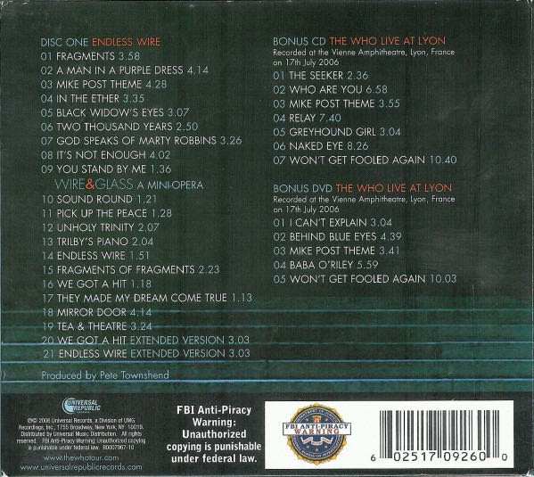 Endless Wire - Who, The (CD/DVD - 103) music collectible [Barcode 602517092600] - Main Image 4
