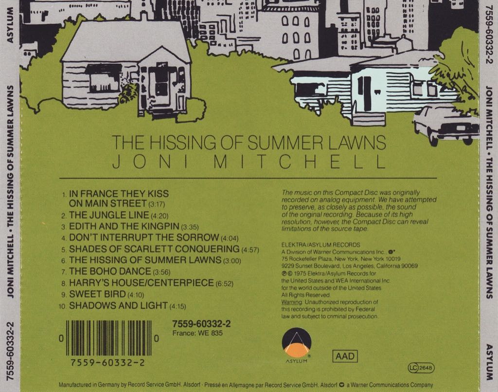 The Hissing Of Summer Lawns - Mitchell, Joni (12” - 43) music collectible - Main Image 2