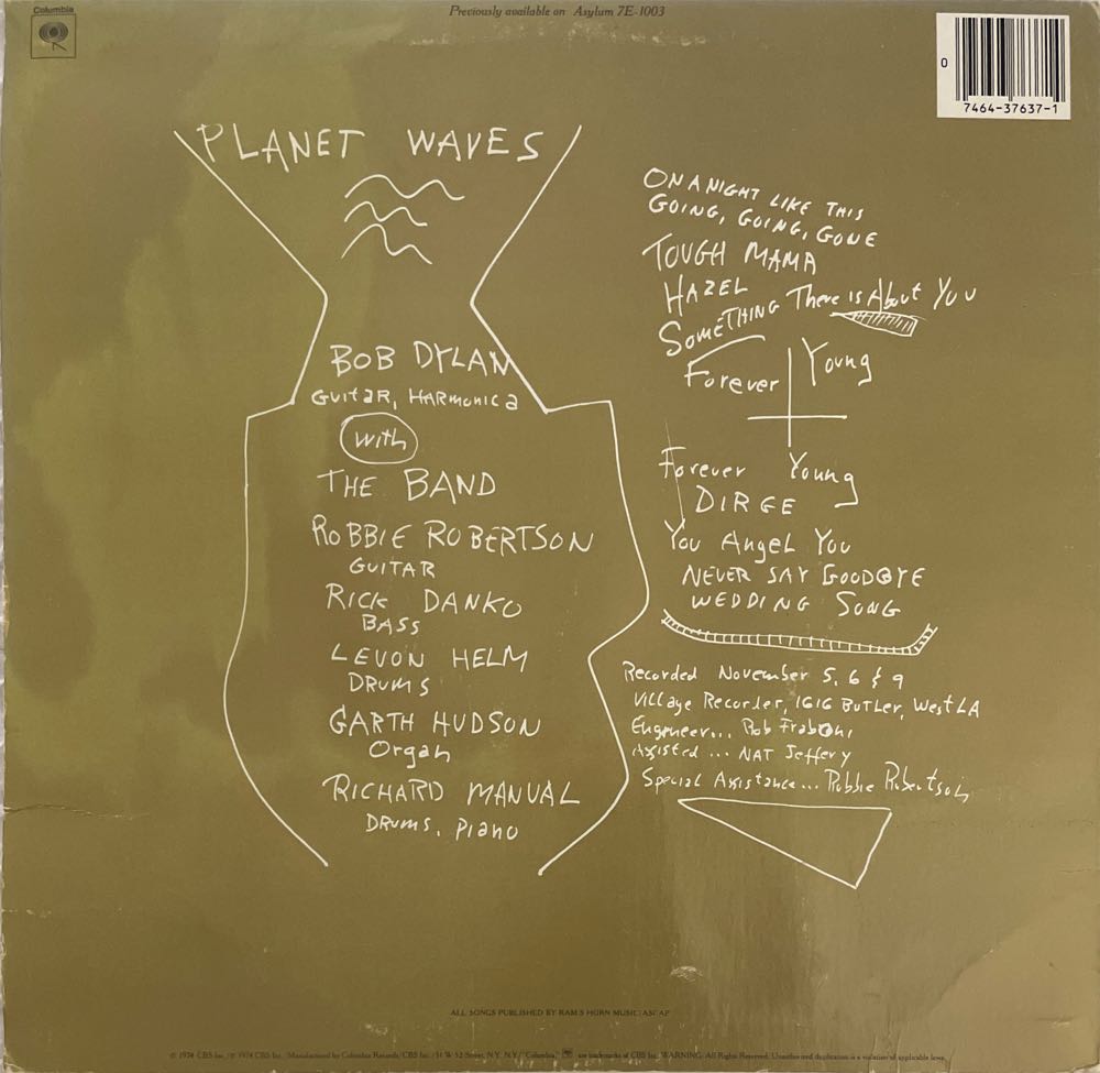 Planet Waves - Dylan, Bob (12” - 36) music collectible [Barcode 074643763714] - Main Image 2