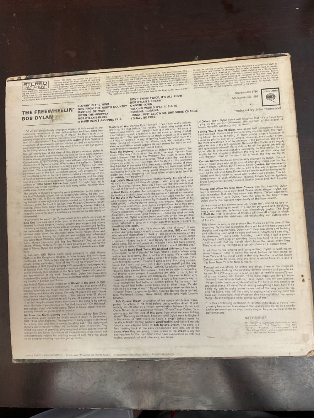 The Freewheelin Bob Dylan - Dylan, Bob (12”) music collectible [Barcode 090771511515] - Main Image 2