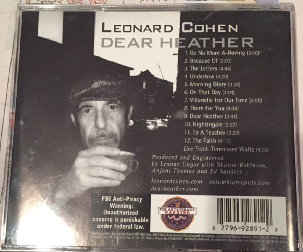 Dear Heather - Cohen, Leonard (CD - 4927) music collectible [Barcode 827969289129] - Main Image 2