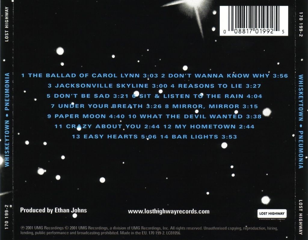 Pneumonia - Whiskeytown (CD-R) music collectible [Barcode 008817019925] - Main Image 2