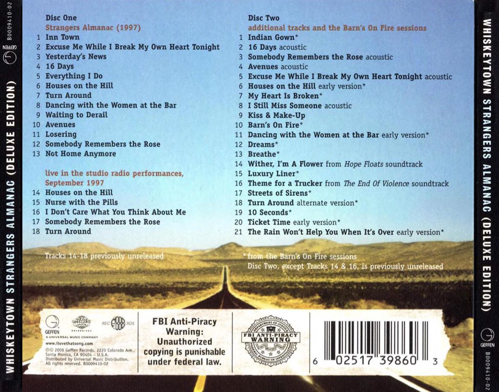Strangers Almanac - Whiskeytown (CD-R) music collectible [Barcode 607703000520] - Main Image 2