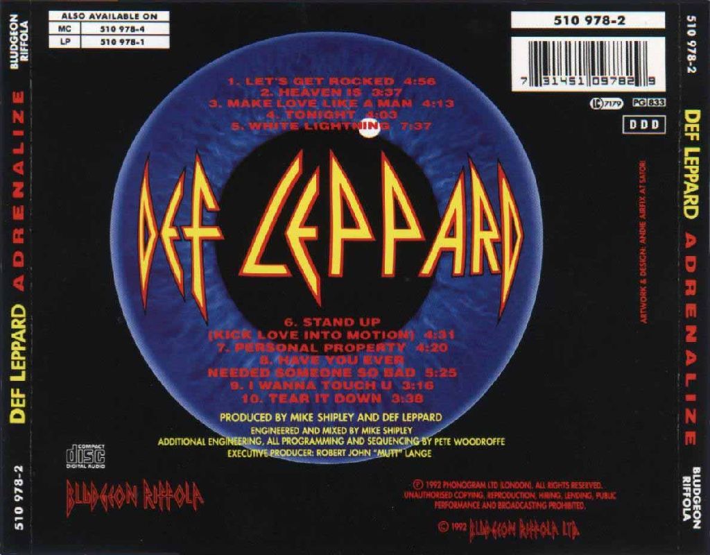 Adrenalize - Def Leppard (CD - 44) music collectible [Barcode 589861214141] - Main Image 2