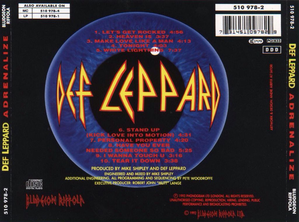 Adrenalize - Def Leppard (CD - 46) music collectible [Barcode 731451097829] - Main Image 2