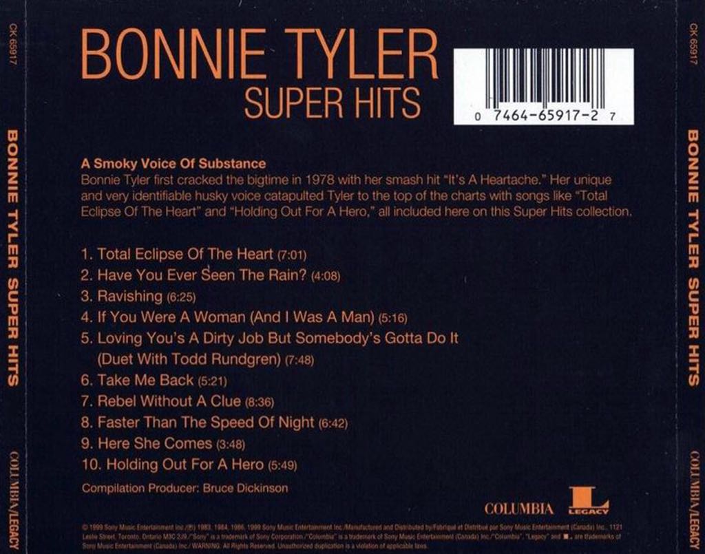 Bonnie Tyler Super Hits - Bonnie Tyler (CD - 60.57) music collectible [Barcode 7509906591726] - Main Image 2