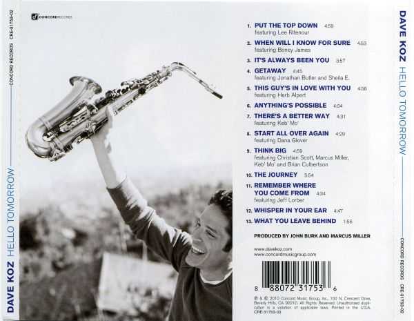 Hello Tomorrow - Koz, Dave (CD) music collectible [Barcode 888072317536] - Main Image 2