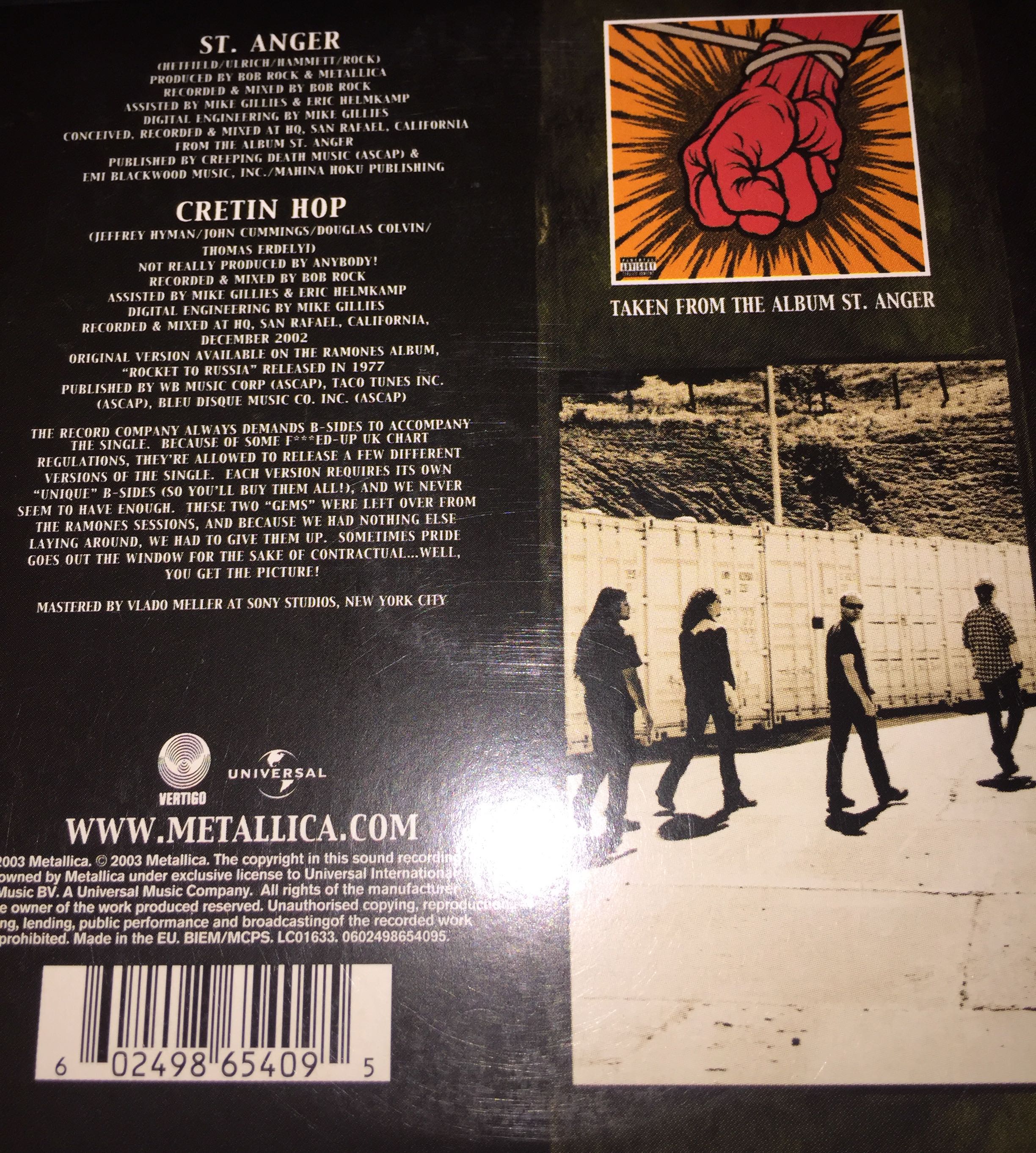 CD SINGLE : St Anger - Metallica (CD - 10) music collectible [Barcode 602498654095] - Main Image 2