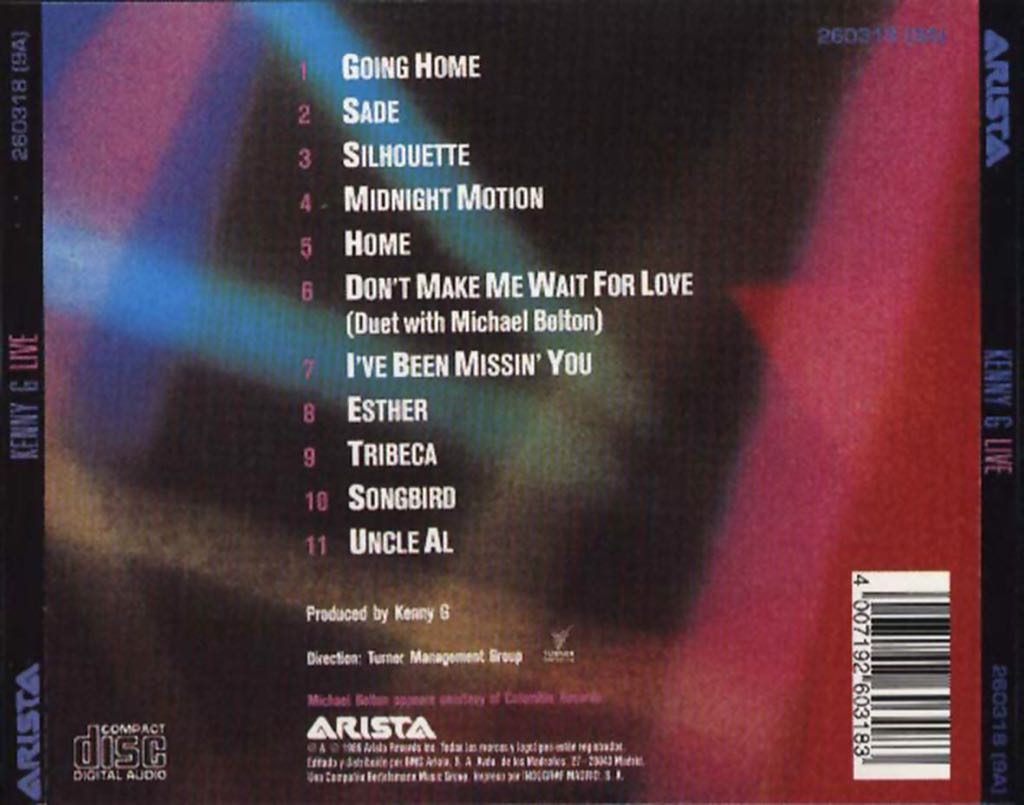 Kenny G Live - Kenny G (CD - 73) music collectible [Barcode 078221861328] - Main Image 2