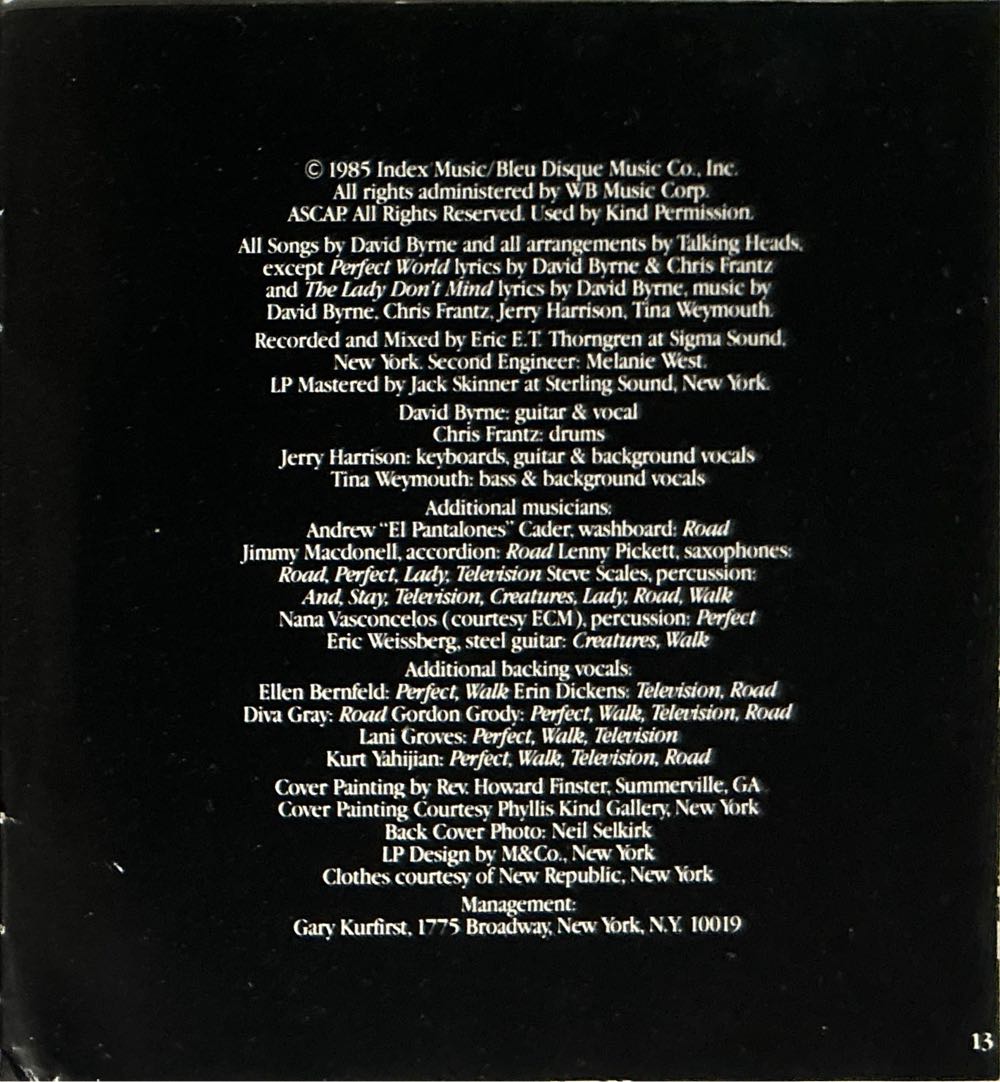 Little Creatures - Talking Heads (CD - 38:38) music collectible [Barcode 075992530521] - Main Image 3