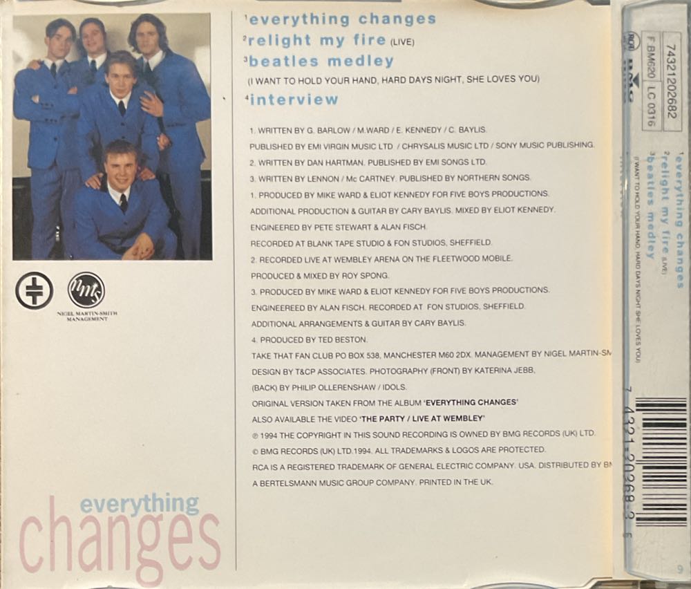 Everything Changes - Take That - Take That (CD - 16) music collectible [Barcode 743212026825] - Main Image 2