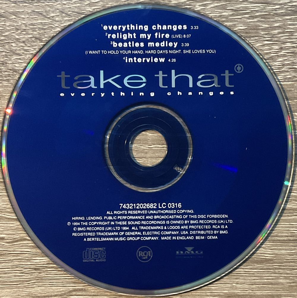 Everything Changes - Take That - Take That (CD - 16) music collectible [Barcode 743212026825] - Main Image 4