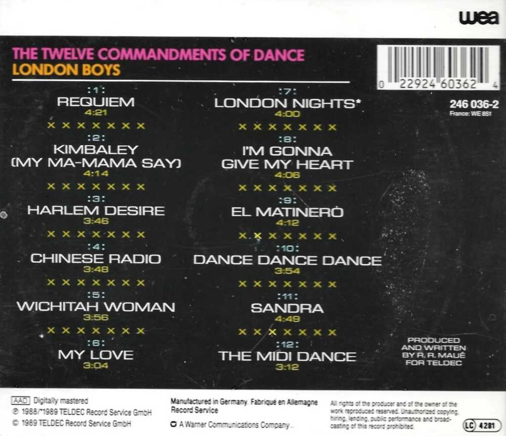 London Boys - The Twelve Commandments Of Dance - London Boys (CD - 46) music collectible [Barcode 022924603624] - Main Image 2
