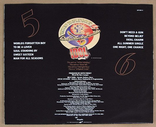 Whiplash Smile - Idol, Billy (12” - 45) music collectible [Barcode 044114151418] - Main Image 2