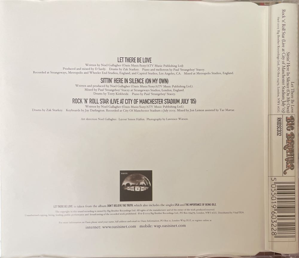 Let There Be Love - Oasis (CD) music collectible [Barcode 5055019603228] - Main Image 2