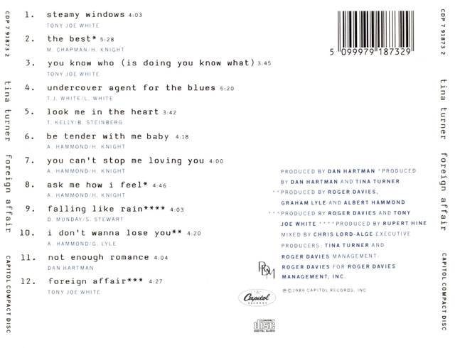 Foreign Affair - Turner, Tina (CD - 52) music collectible [Barcode 5099979187329] - Main Image 2
