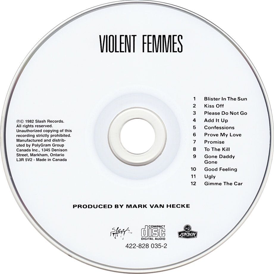 Violent Femmes - Violent Femmes (CD - 123) music collectible [Barcode 081227824228] - Main Image 2