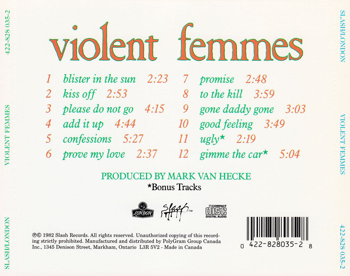 Violent Femmes - Violent Femmes (CD) music collectible [Barcode 081227995126] - Main Image 2