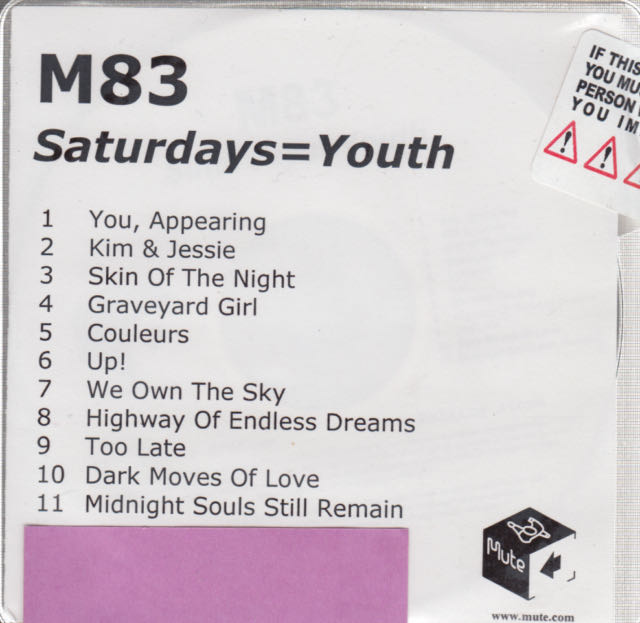Saturdays = Youth - M83 (CD) music collectible [Barcode 724596938423] - Main Image 2