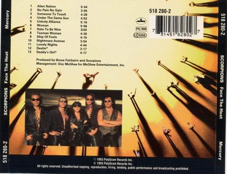 Face The Heat - Scorpions (CD - 59) music collectible [Barcode 731451828027] - Main Image 2