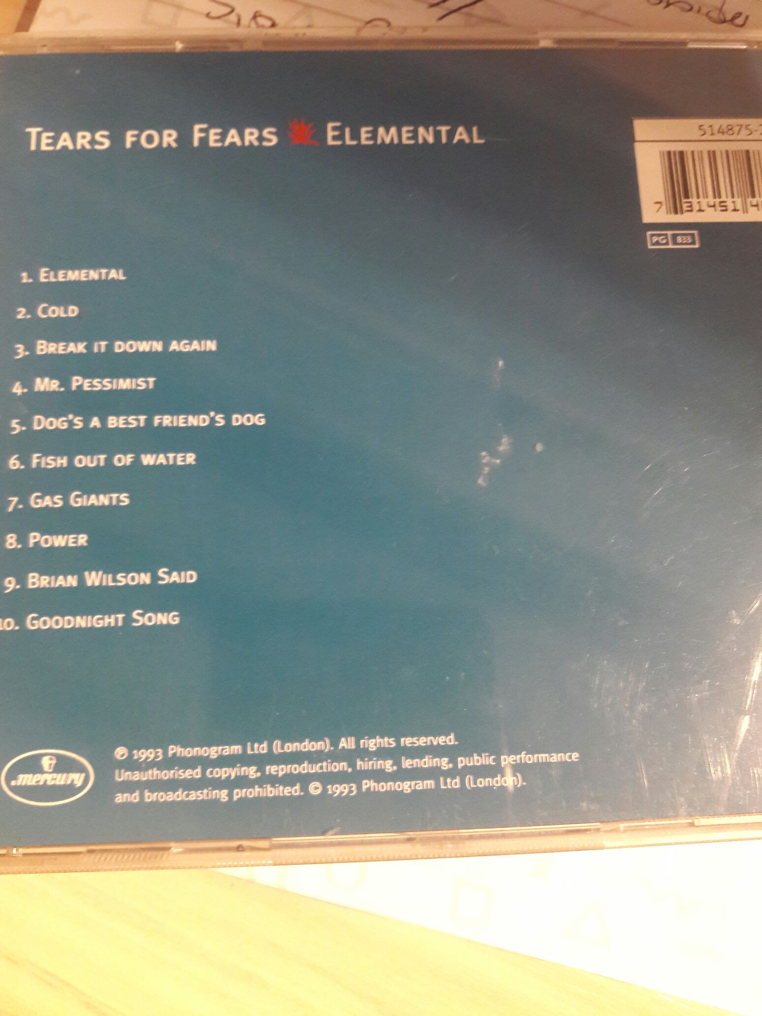 Elemental - Tears For Fears (12”) music collectible [Barcode 7509967215265] - Main Image 2