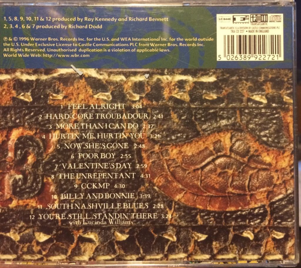 6. I Feel Alright - Earle, Steve (CD) music collectible [Barcode 5026389922721] - Main Image 2