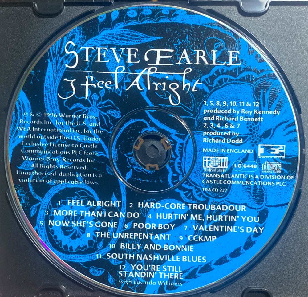 6. I Feel Alright - Earle, Steve (CD) music collectible [Barcode 5026389922721] - Main Image 3