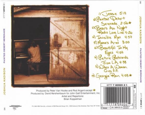 Painted Desert Serenade - Joshua Kadison (CD - 37) music collectible [Barcode 077778092025] - Main Image 2