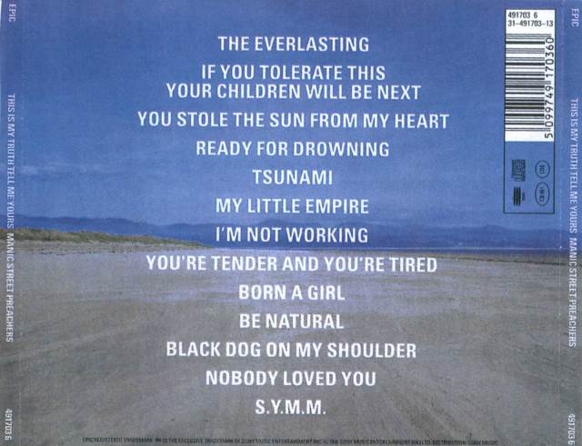 This Is My Truth Tell Me Yours - Manic Street Preachers (CD - 6310) music collectible [Barcode 5099749170360] - Main Image 2