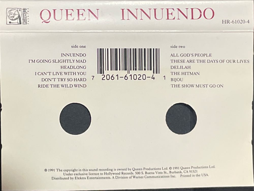 Innuendo - Queen (Cassette - 54) music collectible [Barcode 720616102041] - Main Image 2