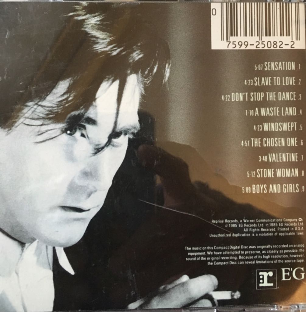 Boys And Girls - Bryan Ferry (CD) music collectible [Barcode 075992508223] - Main Image 2