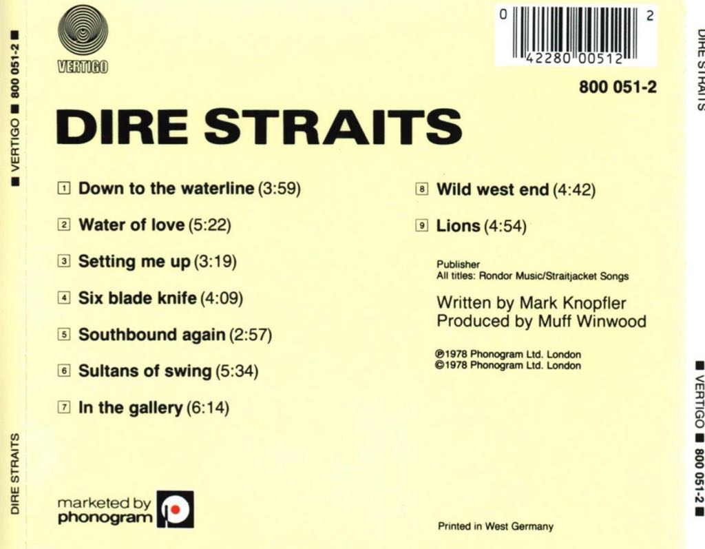 Dire Straits - Dire Straits (CD - 41.51) music collectible [Barcode 075992737722] - Main Image 2