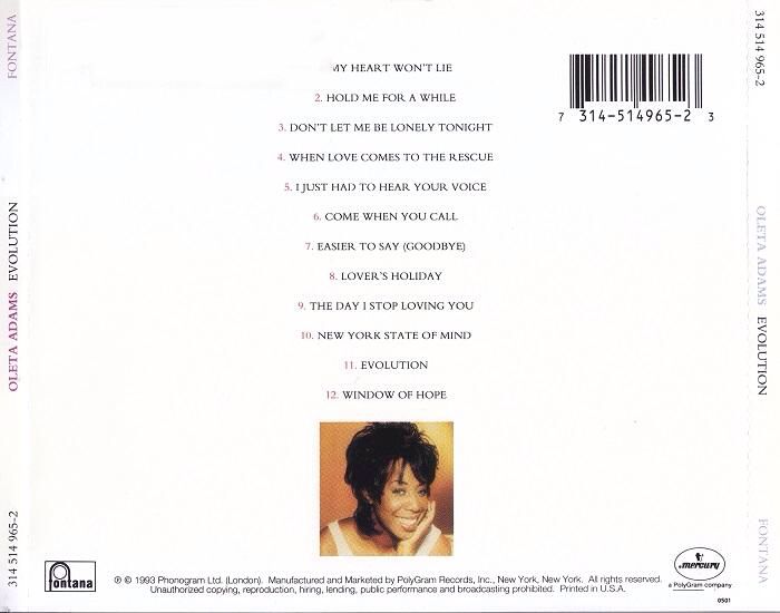 Evolution - Adams Oleta (CD - 57) music collectible [Barcode 731451496523] - Main Image 2