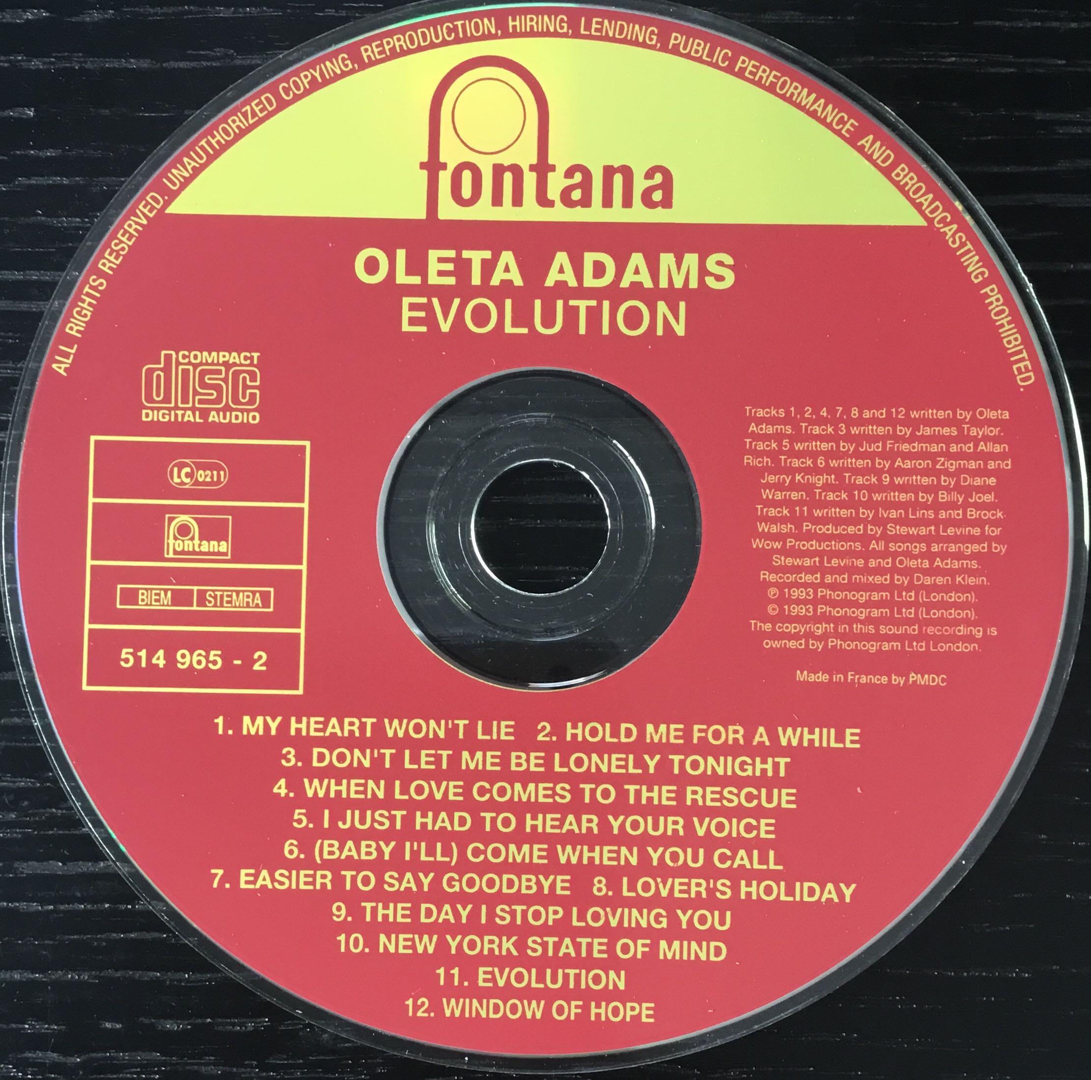 Evolution - Adams Oleta (CD - 57) music collectible [Barcode 731451496523] - Main Image 4