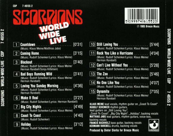 World Wide Live - Scorpions (CD) music collectible [Barcode 077774615525] - Main Image 2