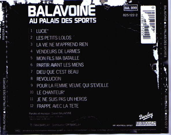 Au Palais Des Sports - Balavoine Daniel (12”) music collectible - Main Image 2