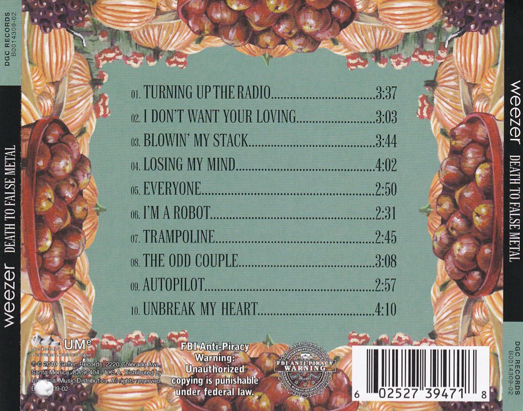 Death To False Metal - Weezer (12” - 33) music collectible [Barcode 602527394718] - Main Image 2
