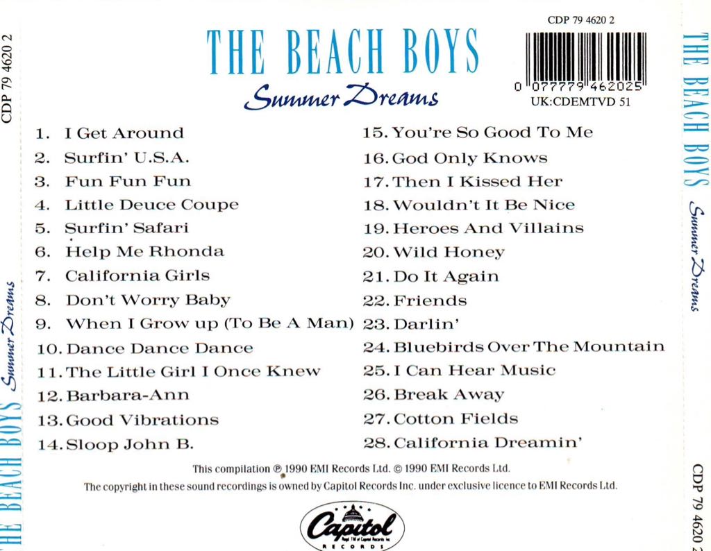 Summer Dreams - Beach Boys, The (CD - 72) music collectible [Barcode 077778966128] - Main Image 2