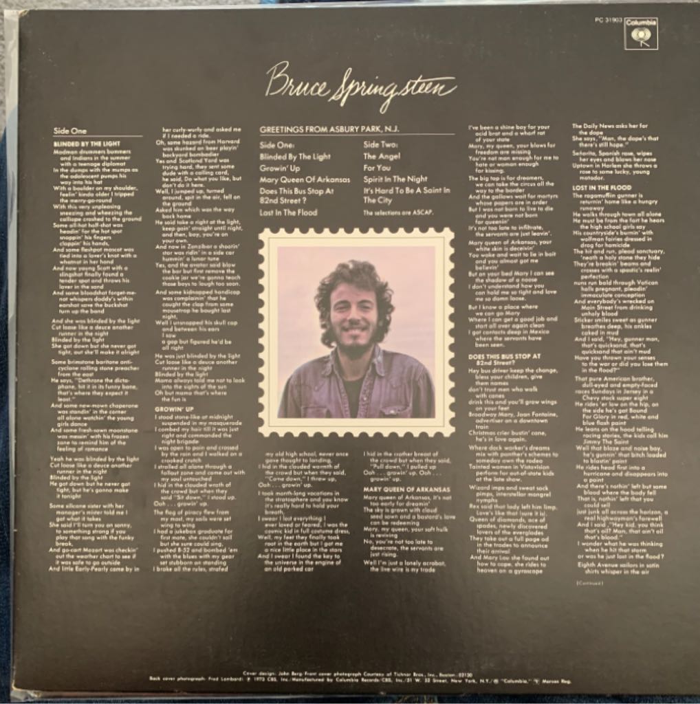 Greetings From Asbury Park, N.J. - Springsteen, Bruce (12” - 37) music collectible - Main Image 2