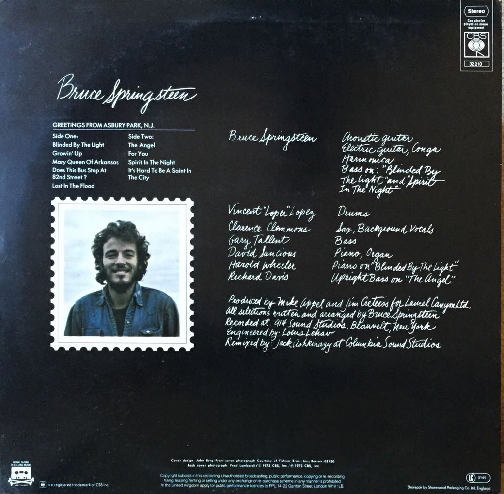 Greetings From Asbury Park, N.J. - Springsteen, Bruce (12” - 38) music collectible - Main Image 2