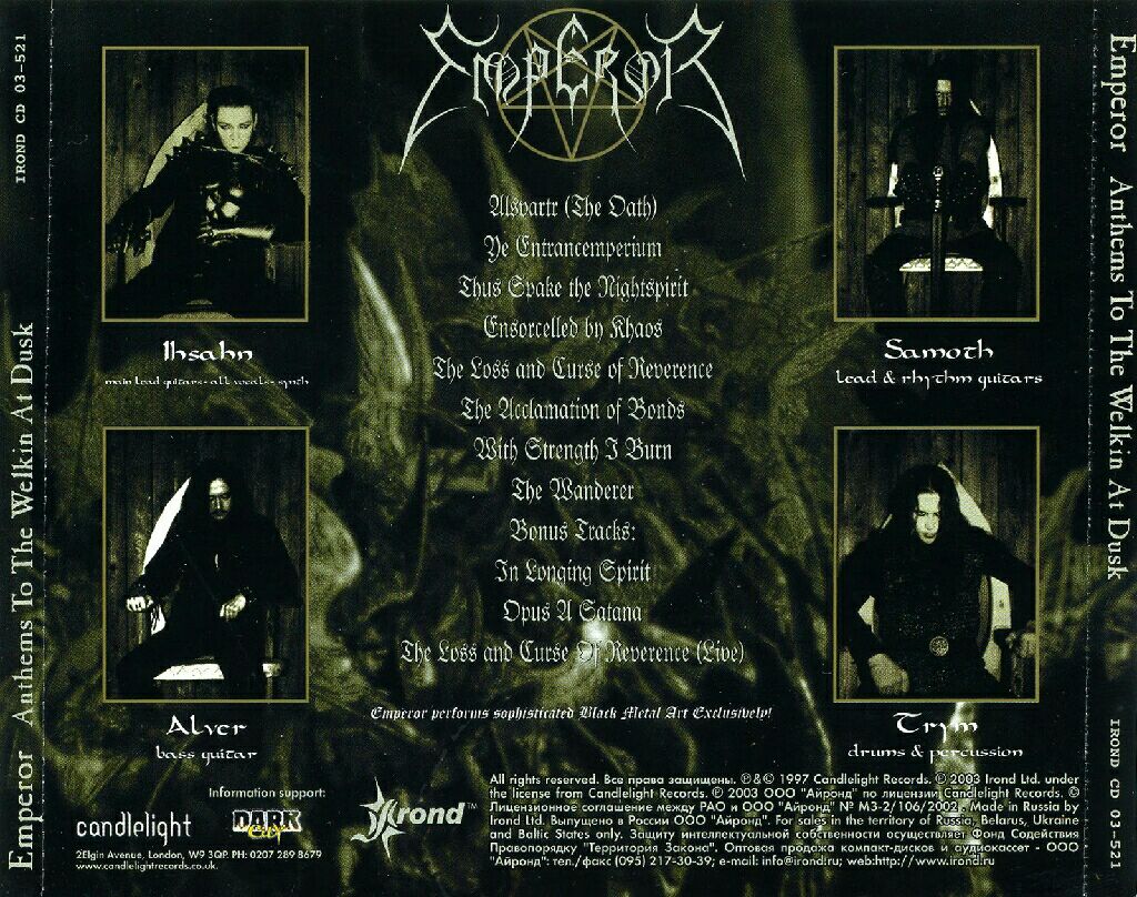 Anthems To The Welkin At Dusk - Emperor (CD) music collectible [Barcode 5016685023222] - Main Image 2