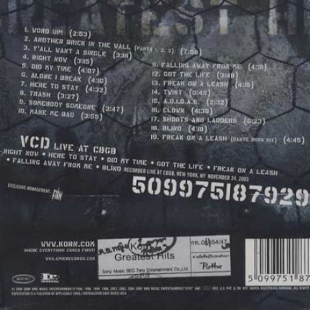 Greatest Hits Vol.1 - Korn (CD/DVD) music collectible [Barcode 886972348421] - Main Image 2