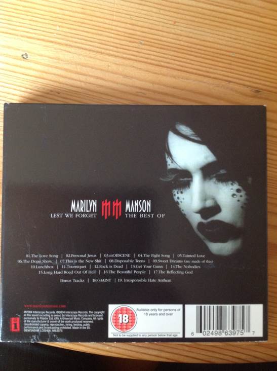Marilyn Manson Lest We Forget: The Best Of - Marilyn Manson (12” - 1:16) music collectible [Barcode 602498639757] - Main Image 2
