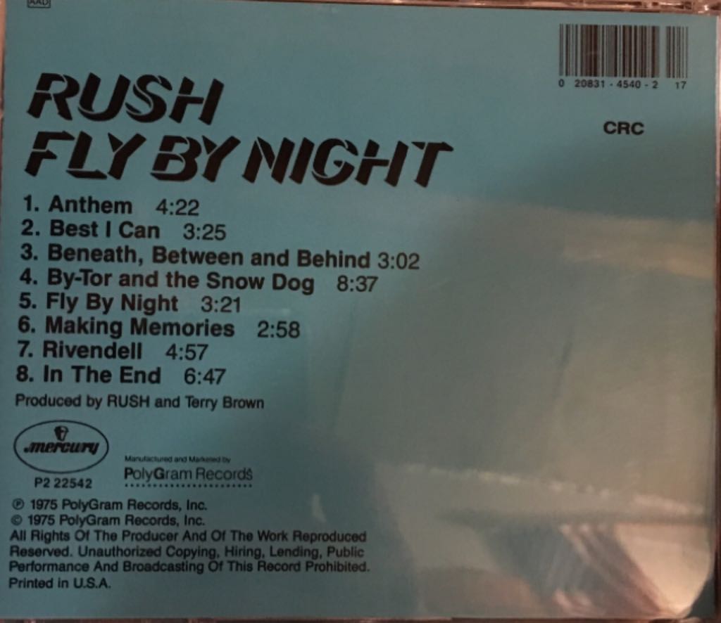 Fly By Night - Rush (12” - 37:38) music collectible [Barcode 020831454025] - Main Image 2
